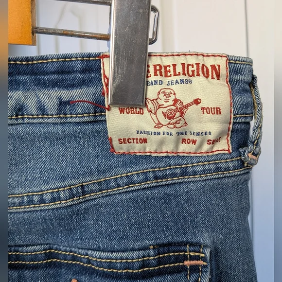 TRUE RELIGION Joey Mid Rise Flare Women Jeans Size 31 Blue Color Y2K Style 2000 - Picture 10 of 16